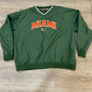 VINTAGE UM University of Miami Windbreaker Pullover Men’s XL Green Pullover